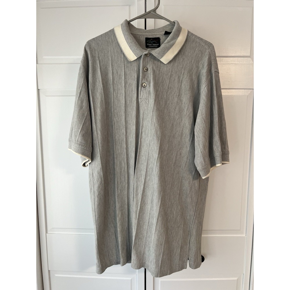 Greg Norman  Gray Pleated Golf Shirt Mens Size XL